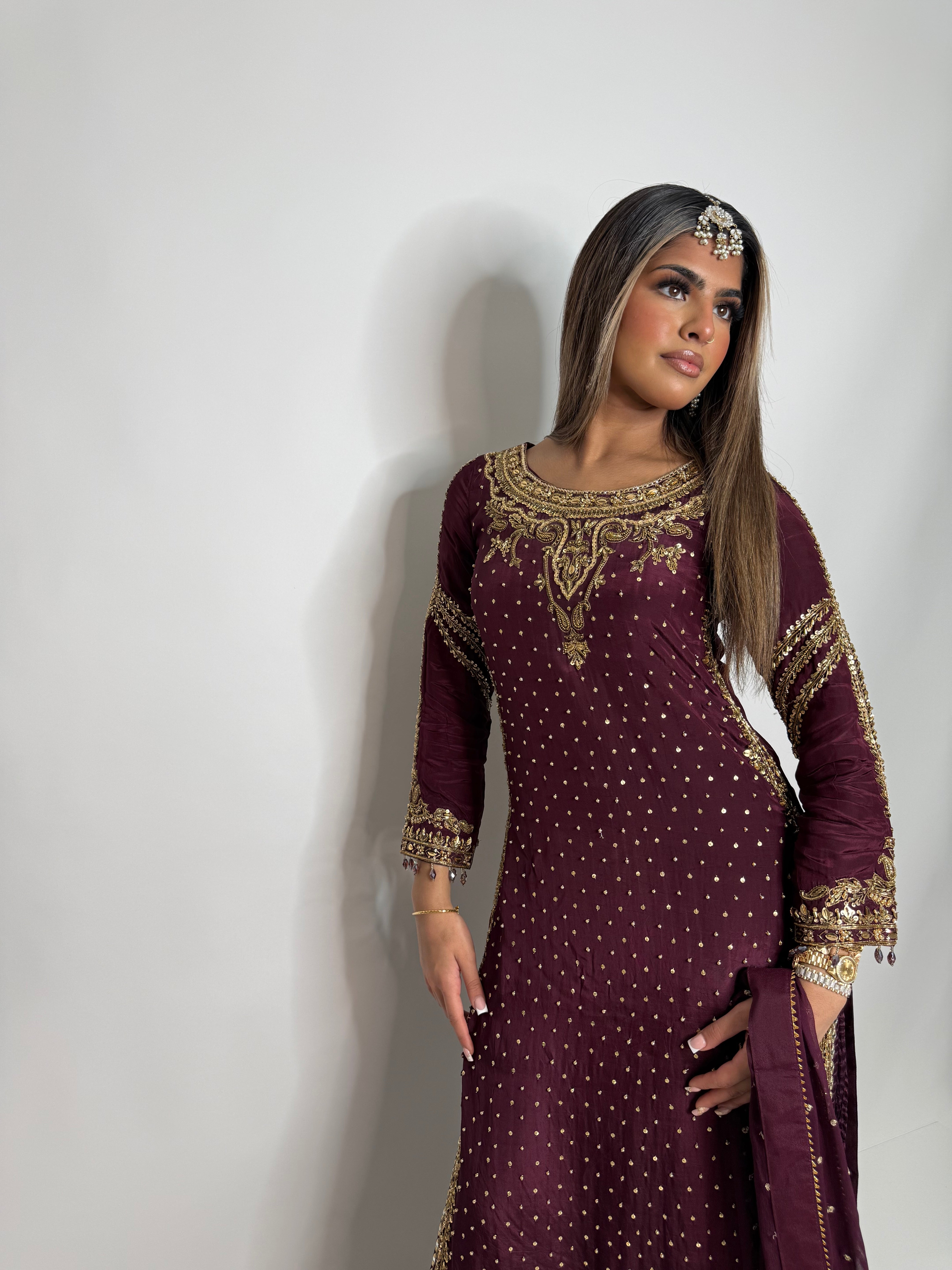 Molten Plum Silk Three Piece Suit UK | The Melora
