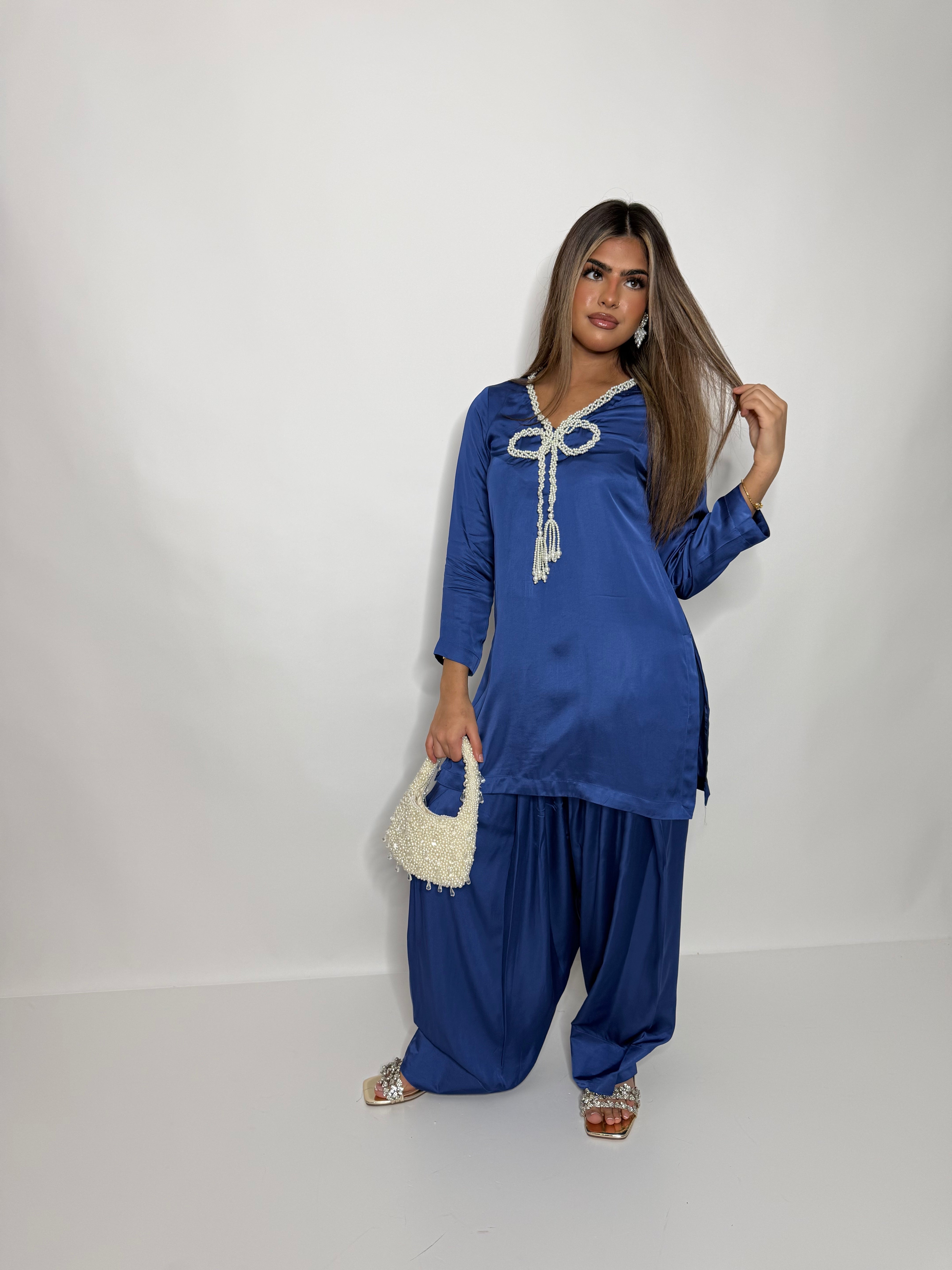 The Notting Hill Bow | Silk Farshi Three Piece