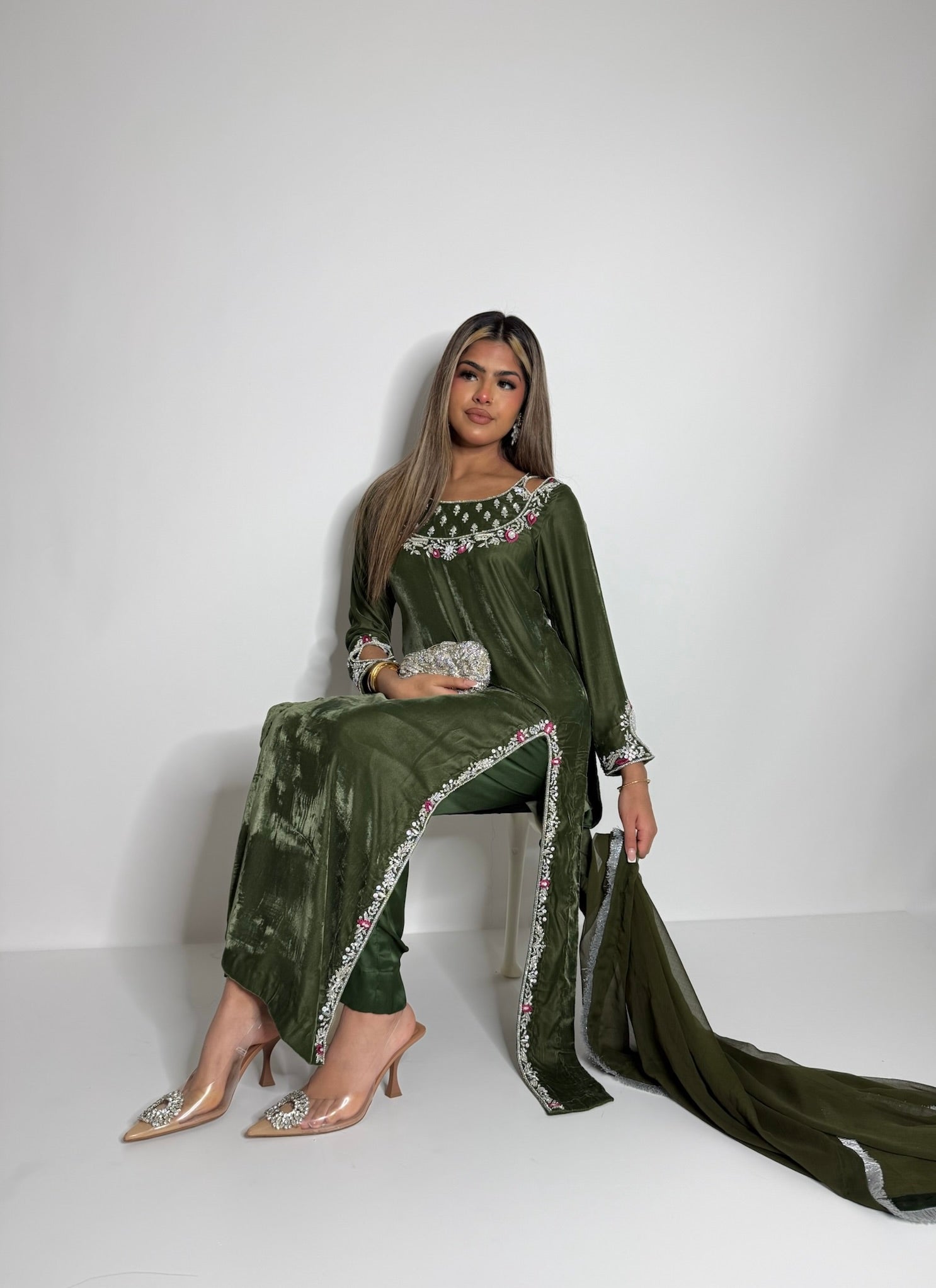 Heritage Olive Velvet Wedding Three Piece Suit UK | Emerald Heirloom