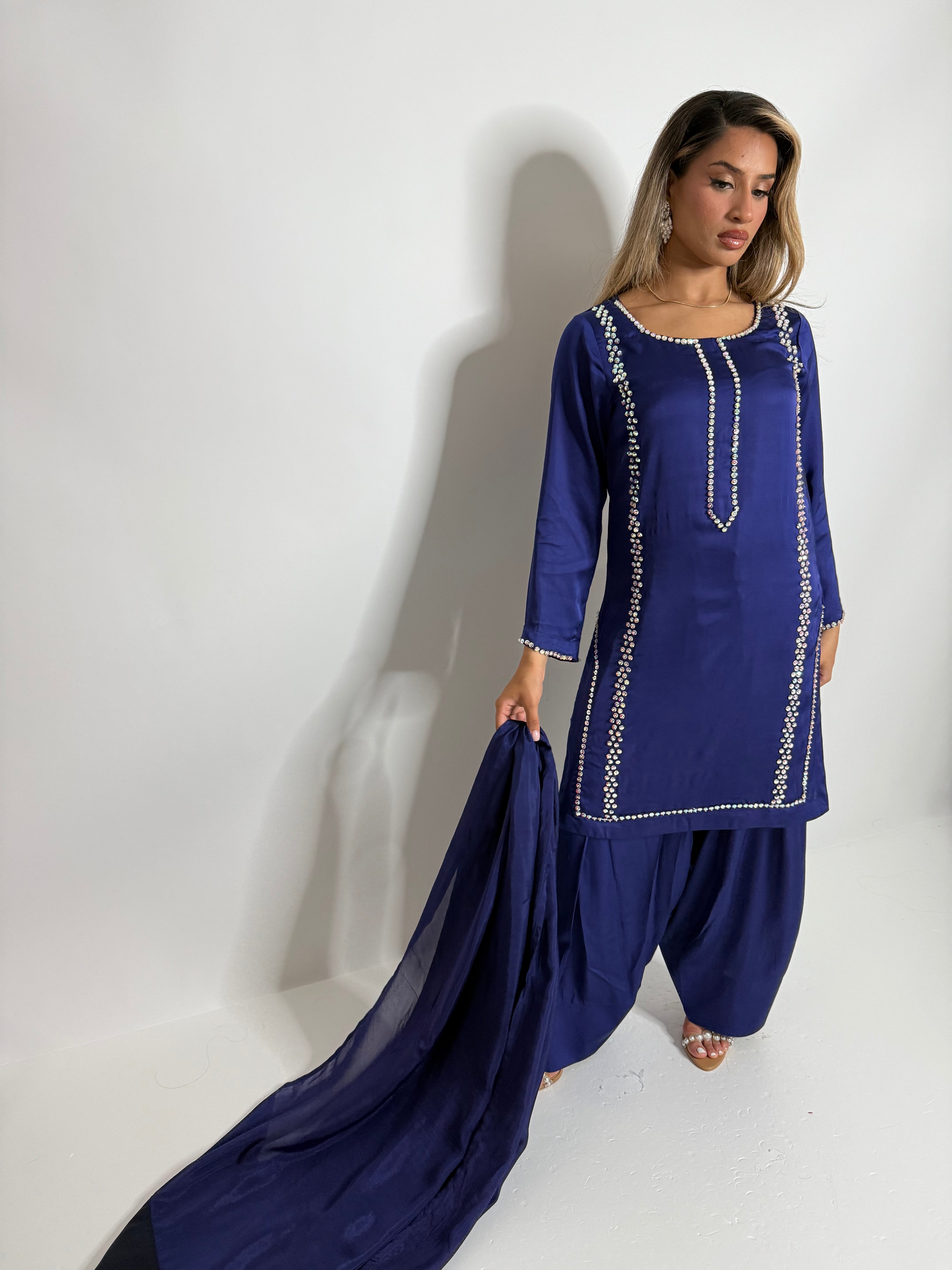 Royal Blue Silk Farshi Three Piece Suit UK | The Kensington Sapphire