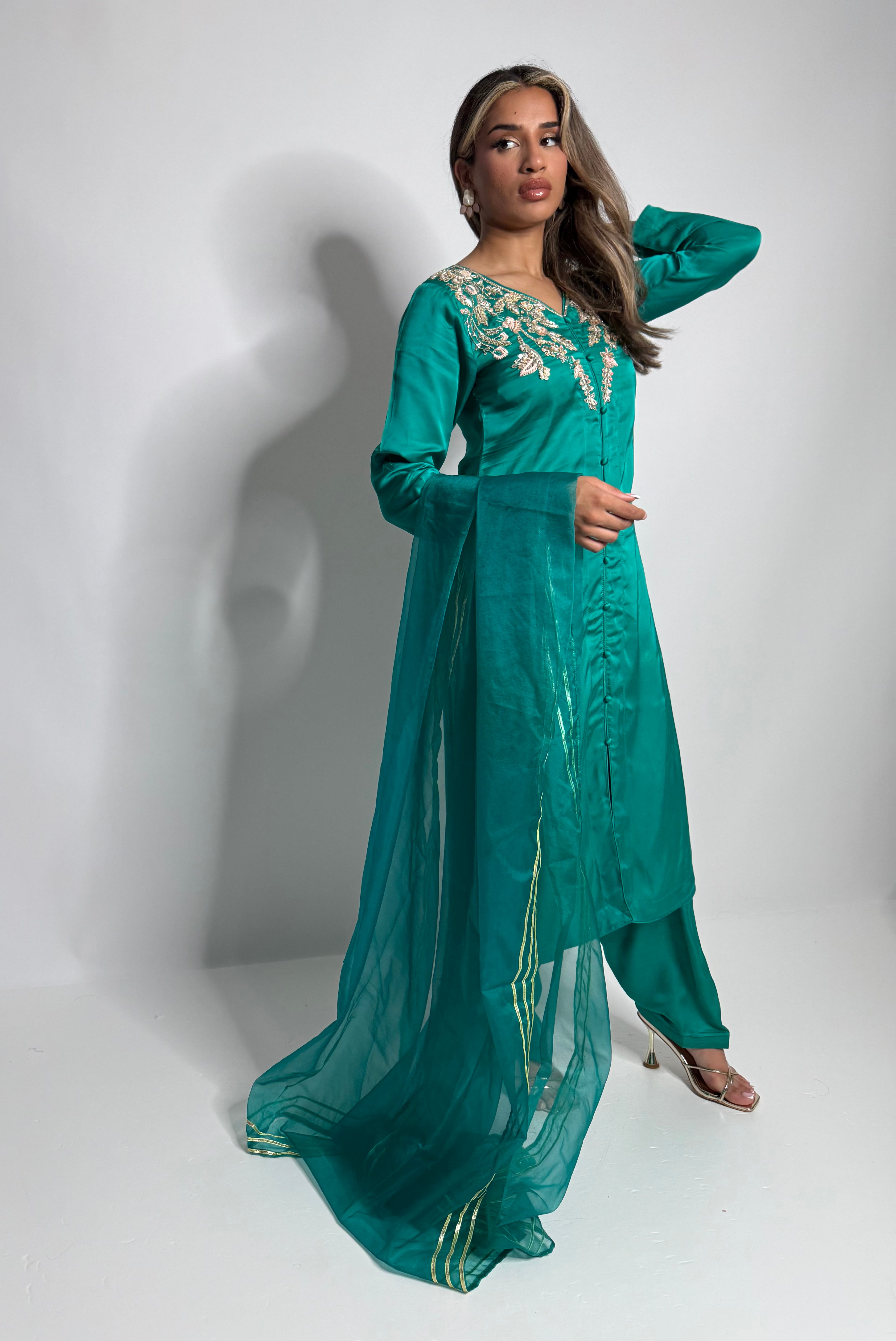 Emerald Silk Farshi Three Piece Suit UK | The Mayfair Emerald