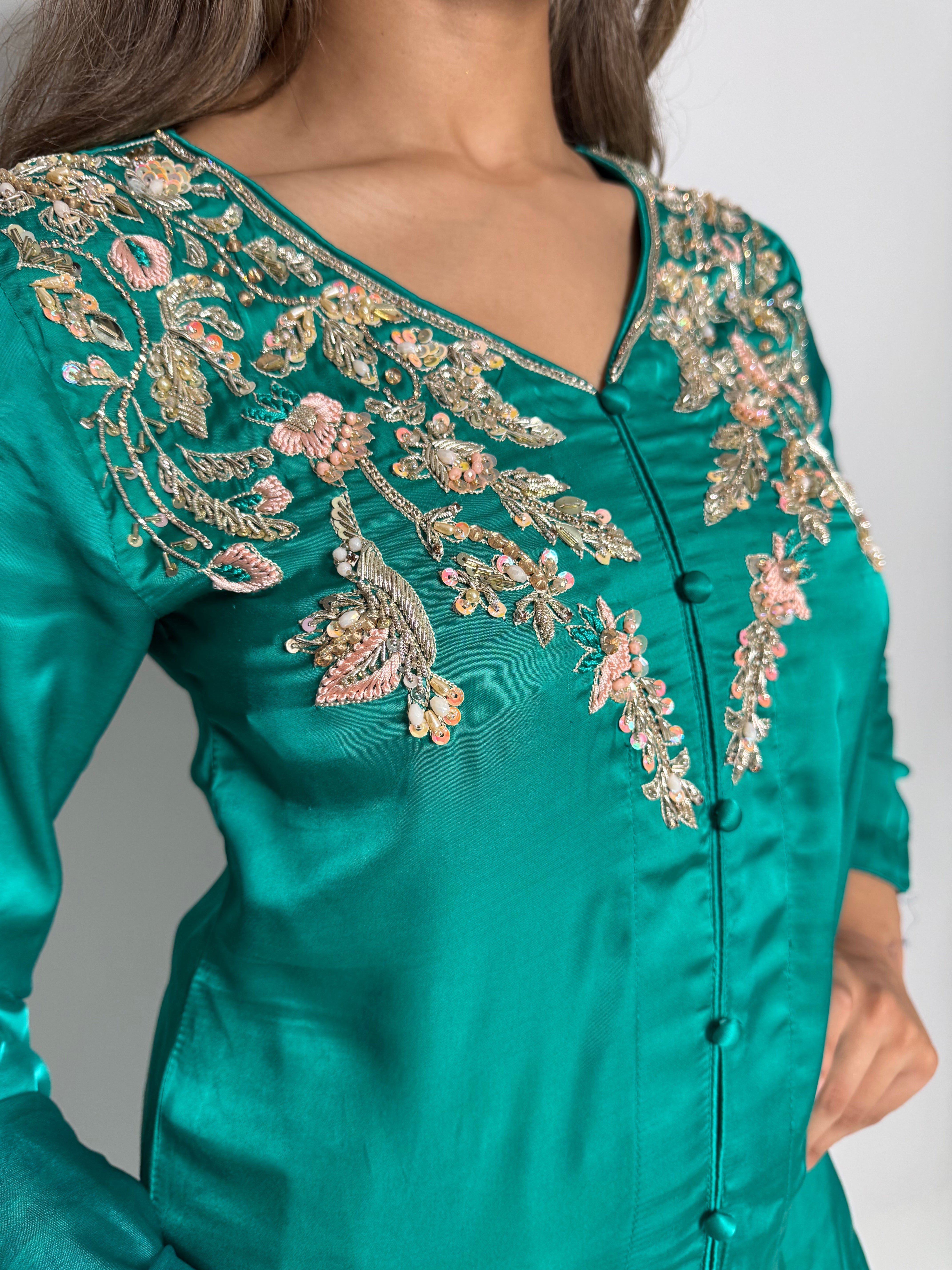 Emerald Silk Farshi Three Piece Suit UK | The Mayfair Emerald