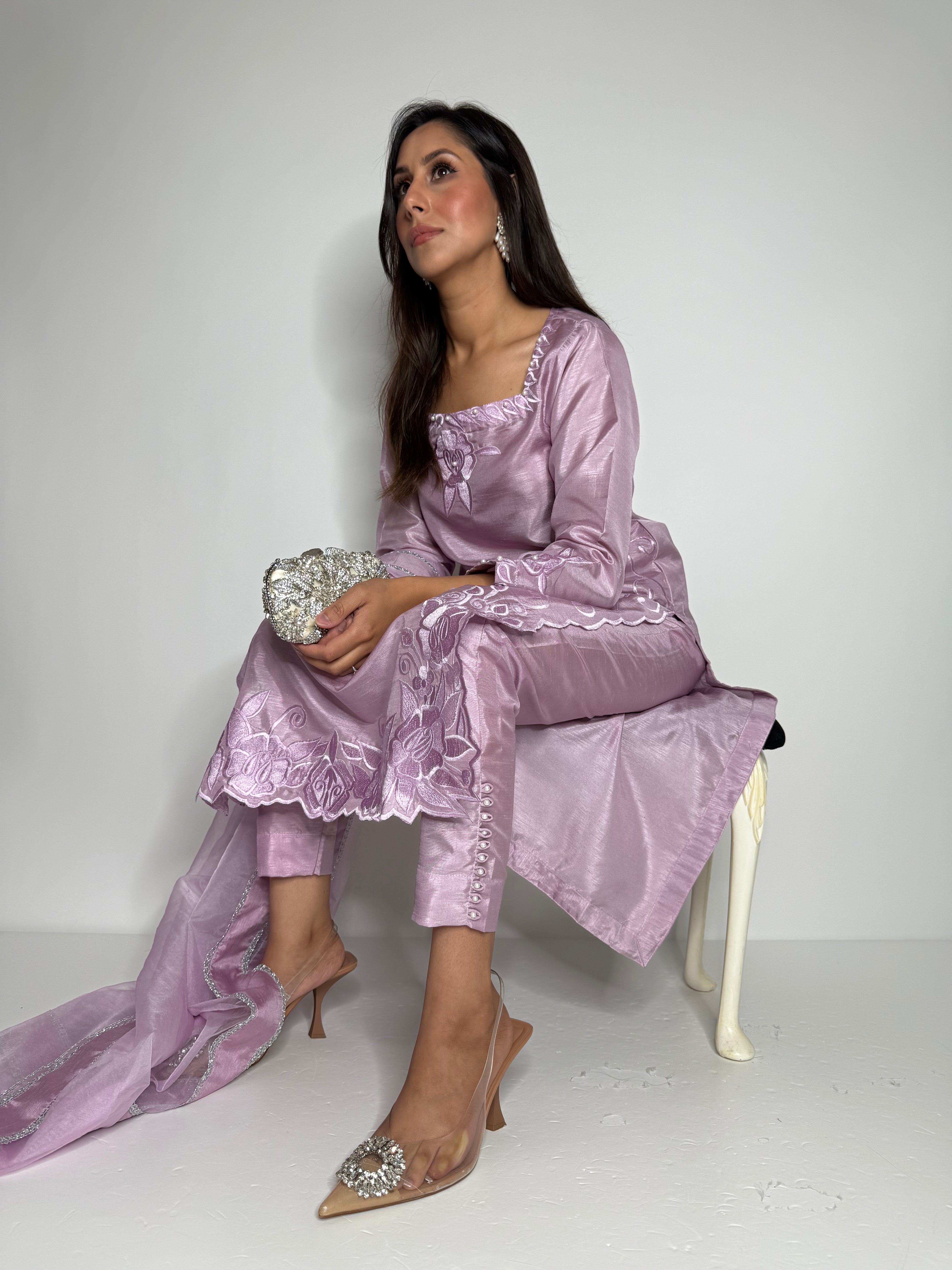 Lilac Raw Silk Three Piece Suit UK | The Lilac Atelier
