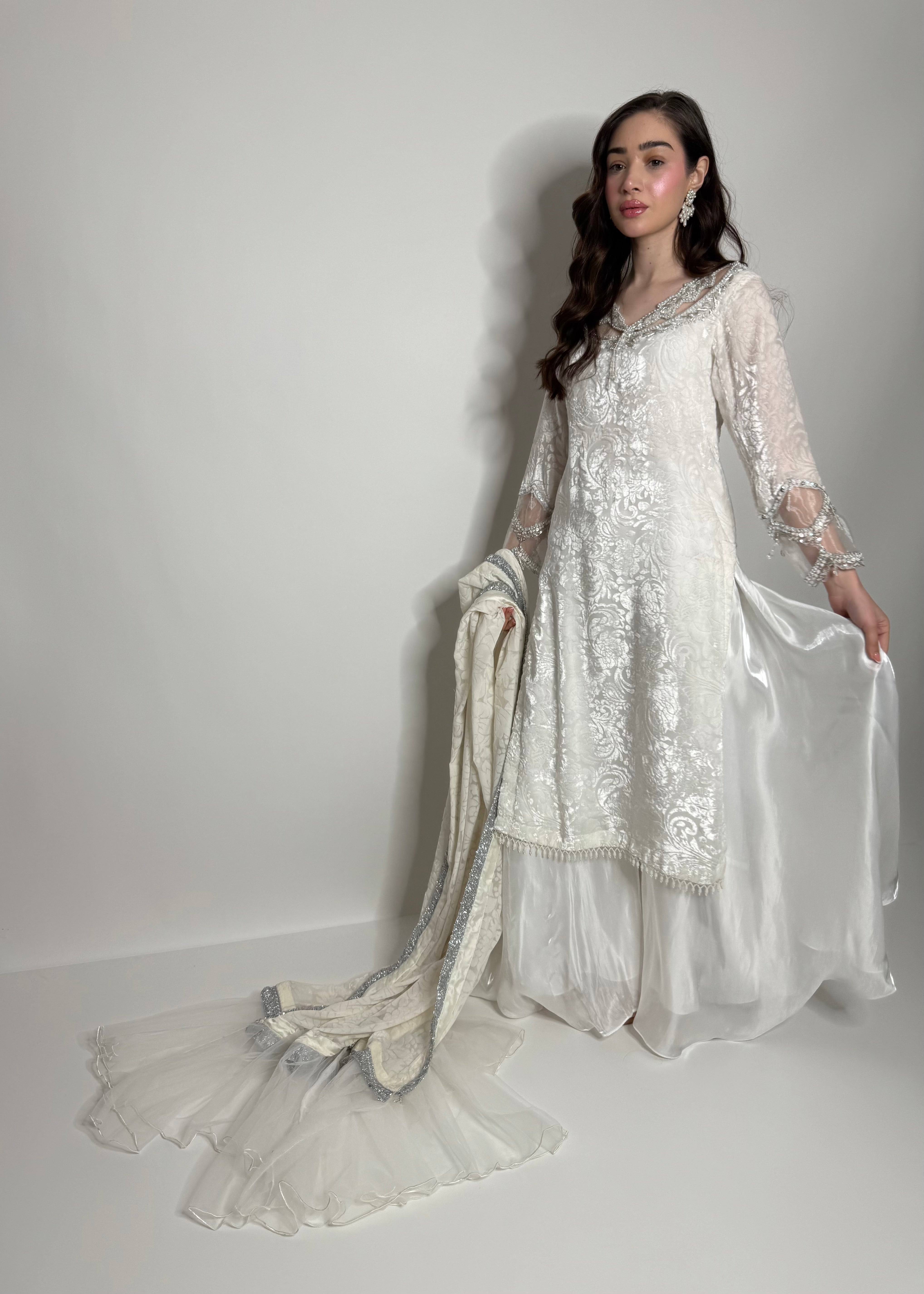 Ivory sharara suit perfect for nikkah UK